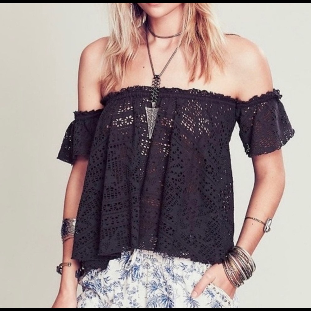 Free people Beach eye-let off the shoulder top in Rust